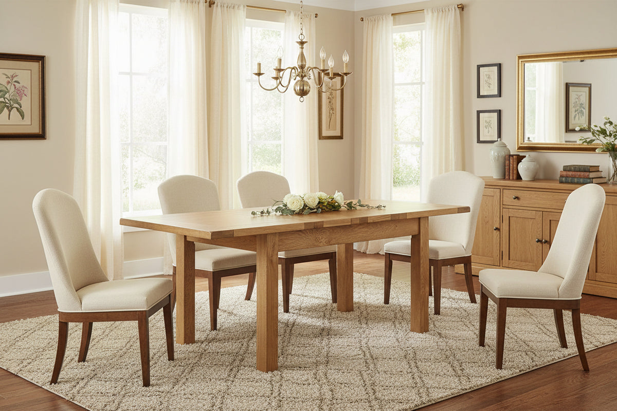 Deluxe Rustic Oak Twin Leaf Extending Dining Table