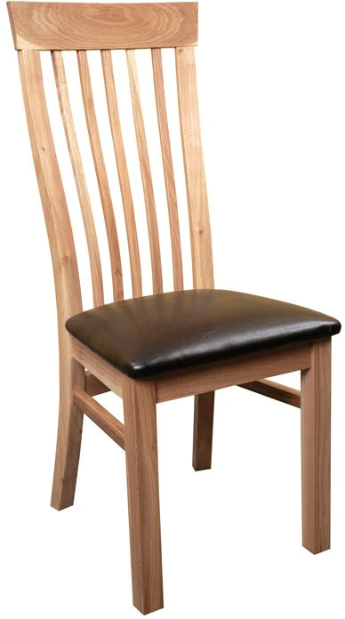Stockholm Oak Dining Chair - Brown Faux Leather