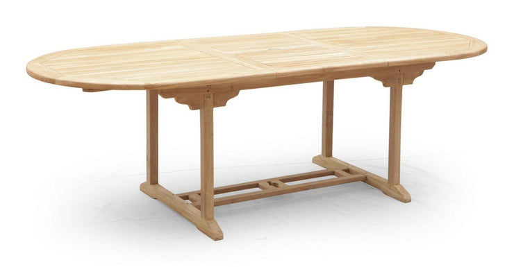 Teak Outdoor Oval Garden Extending Table (1.8m-2.4m)