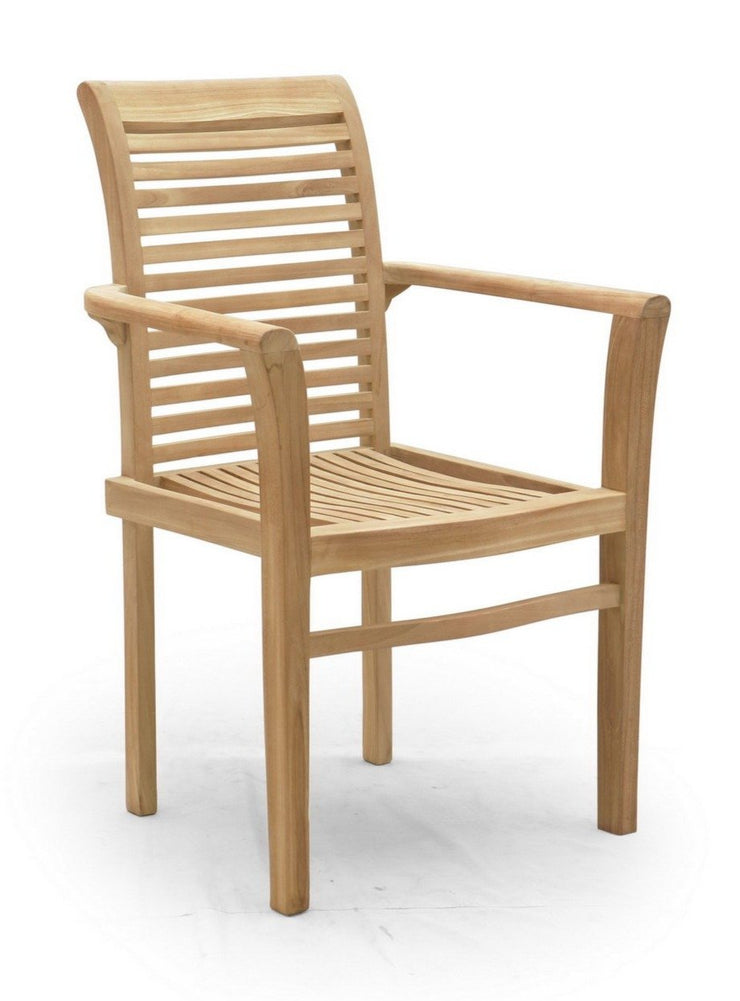 Teak Outdoor Scroll Back Stacking Chair