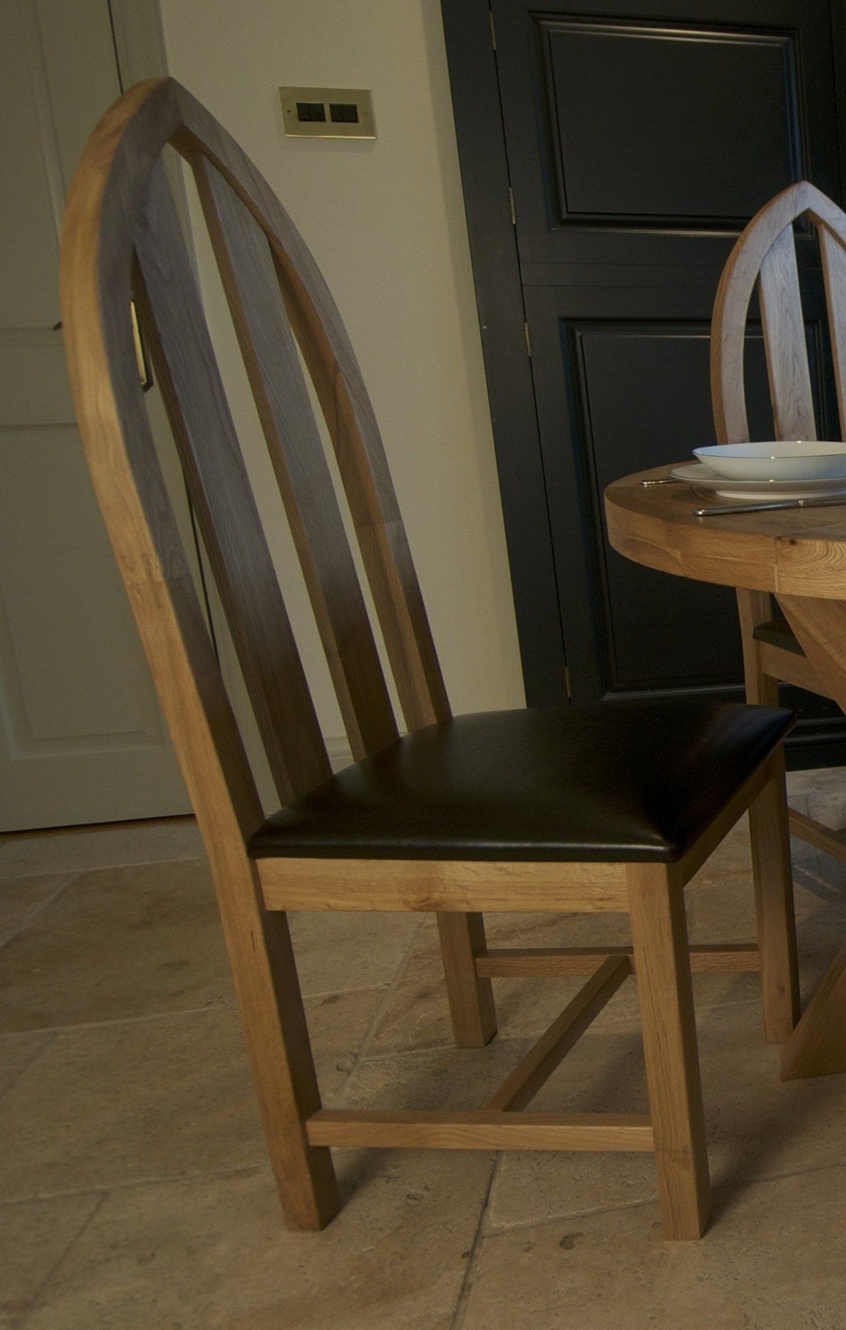 Wessex Oak Cathedral Chair (Leather Pu Seat)