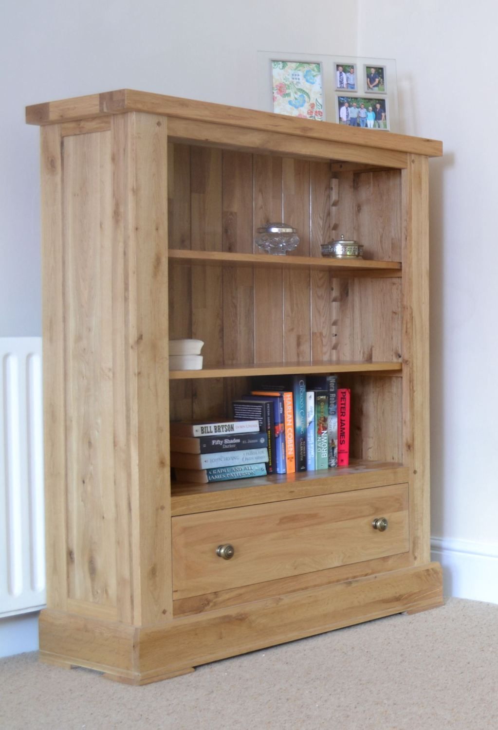 Wessex Oak Low Wide Bookcase