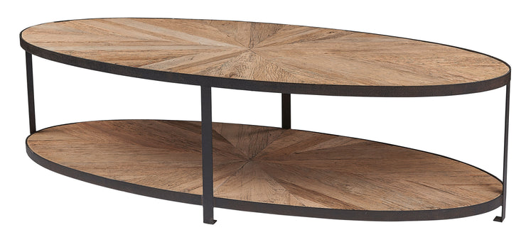 Hudson Bay Elm Oval Coffee Table with Shelf