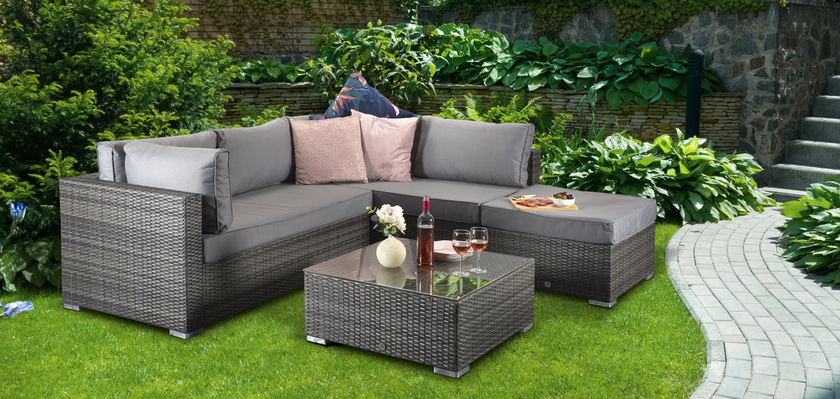 Savannah Grey Rattan Garden Corner Sofa Set