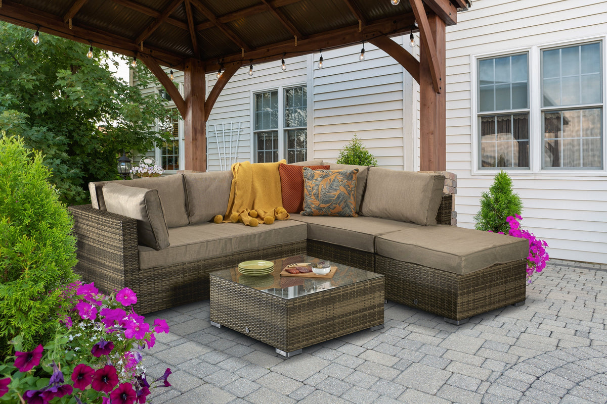 Savannah Brown Rattan Garden Corner Sofa Set