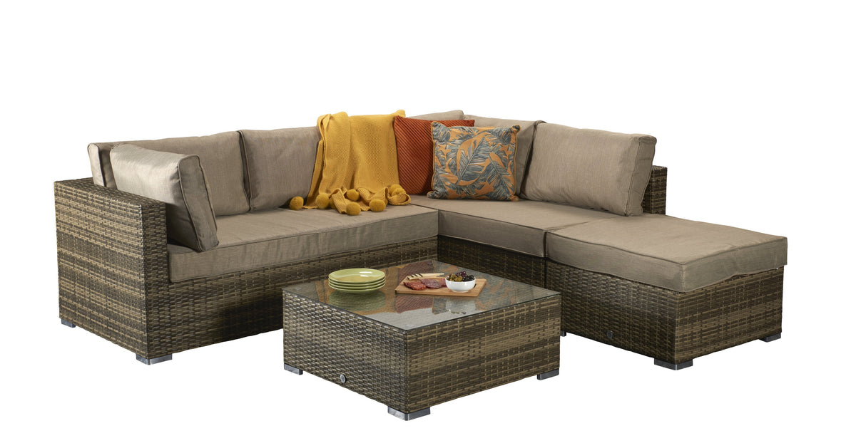 Savannah Brown Rattan Garden Corner Sofa Set