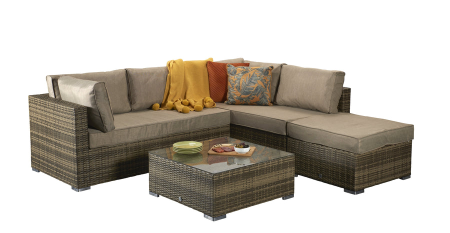 Savannah Brown Rattan Garden Corner Sofa Set